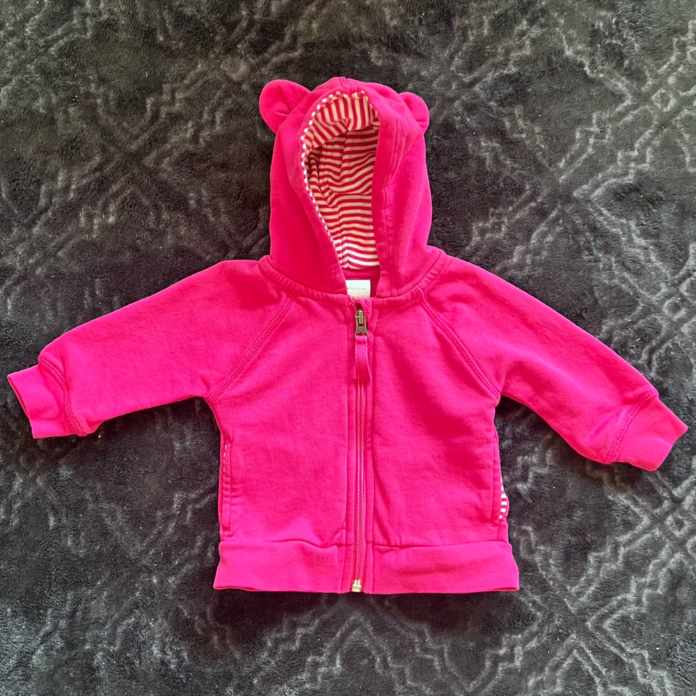 Hanna Andersson Zip-up Hooded Jacket in Hot Pink Sz 3-6M